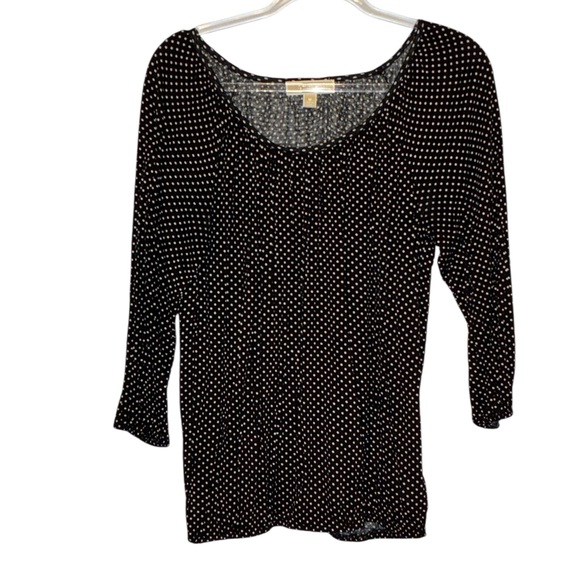 Michael Kors Scoop Neck Black & White Polka Dot Blouse Top wrinkle resistant - Picture 1 of 4